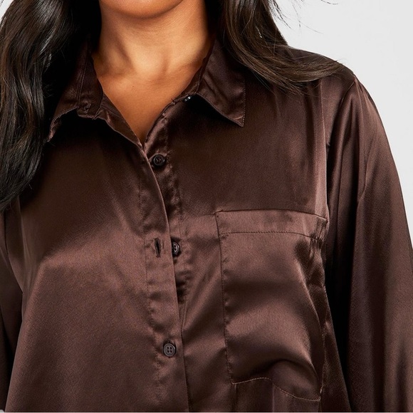 Boohoo Satin Button Down Shirt - Picture 4 of 4